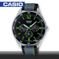 在飛比找momo購物網優惠-【CASIO 卡西歐】時尚經典_三眼顯示_皮革錶帶_礦物玻璃