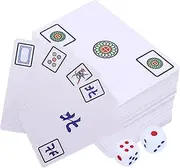 HONMEET 1 Set Travel Mahjong Card with Dice for Fun Festival Parties for Game Night Family Gatherings Easy to Maintain Not Easily Broken
