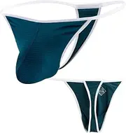 [JINSHI] Men's Sexy Mesh Breathable Thong Underwear, Low Rise G-String with Big Pouch, Butt-Flaunting Design