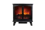 Heater 1800W Electric Double Door Fireplace Flame Effect Heller Designer - Black