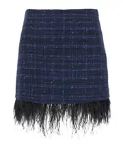 TWINSET Feather-Trim Tweed Mini Skirt IT40,IT44,IT42 Black