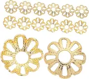OHPHCALL 100pcs Pearl Bead Cap Hollow Resin Flower Spacer Bead End Caps for DIY Bracelets Necklaces