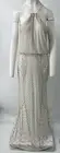 Lotus Threads White Halter-Neck Gold-Beaded Embellished Gown sz 8 NWT