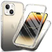 Protective Cover for iPhone 15 ,Gradient Color PC+TPU Phone Case with PET Screen Protector