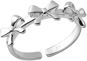 [Dtja] Cute Bow 925 Sterling Silver Adjustable Ring for Women Girls Lovely Bowknot Holiday Statement Open Wrap Finger Rings Comfort Fit Fashion Promise Wedding Valentine Jewelry Gift, Non-Precious