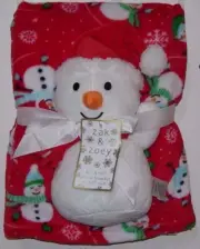 Zak & Zoey 2 Pc Soft Plush Snowman Baby Blanket & Plush Snowman Doll Toy