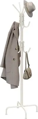 Sturdy Standing Coat and Hat Hanger Organizer Rack with 12 Hooks for Coats, Hats