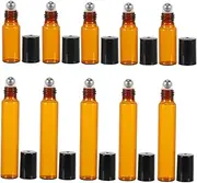 Vaguelly 10pcs Refillable Glass Roller Bottles Portable Containers with Caps for Essential Oils Travel and Makeup Storage Leakproof Design