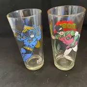 SUPER PAIR Vintage Batman & Robin 1978 Glass PEPSI Collector Series DC Comics