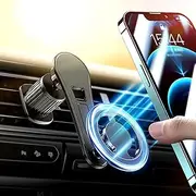 Magnetic Mag-Safe Car Vent Mount 360° Rotation Phone Holder for iPhone 15 14 13 12 Series, with Mag-Safe Ring for Others Cell Phones as Samsung Galaxy and So on