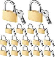 Kenning 16 Pcs Solid Keyed Alike Padlocks 0.98" Solid Brass Padlock with Key Weatherproof Luggage Locks Suitcase Lock Wide Body with Hardened Steel Shackle for Sheds, Storage Unit, Gym Fence