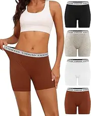 [UMMISS] Womens Boxer Briefs Underwear Boy Shorts Cotton Underwear Soft Anti Chafing Ladies Panties 4 Pack