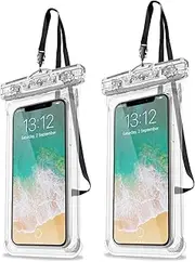 ProCase 2 Pack Waterproof Phone Pouch, Underwater Phone Case Up to 7", Dry Bag for iPhone 16 15 14 13 Pro Plus Max, Galaxy S24 S23 S22 Ultra Pixel, Beach Essentials -Clear