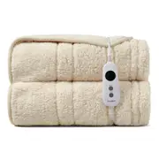 Dreamaker Reversible Sherpa & Coral Fleece Heated Throw Cream 200 x 180cm