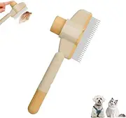 Pet Hair Removal Comb Flea Comb, Cat Grooming Brush, One-Click Release Button Self-Cleaning DeShedding Cat Hair Removing Matted Fur Detangling Comb