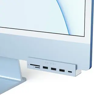 【日本代購】Satechi iMac24英寸用USB-C 夾式集線器(藍色) (2021 iMac適用) USB-C 數據端口, 3xUSB-A 3.0, Micro/SD卡讀卡器