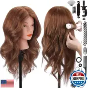 Mannequin Head with 100% Human Hair, SZCY LLC 18" Dark Brown Real Hair Cosmet