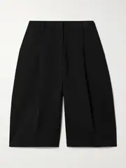 [Matteau] Matteau - Pleated Organic Cotton-blend Twill Shorts - Black - 1 1 Black