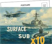 Healthy Surplus Navy Military Postcard - Large 5x7 - Ultra Premium Quality - 10 Pack (Air Surface Sub)