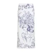 [Moschino] Moschino-White Cotton Printed Pencil Skirt-Donna 40 IT