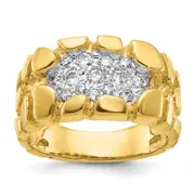 14k Yellow Gold Men's Cluster 1/2 carat Diamond Nugget Complete Ring