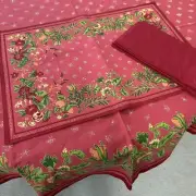 Williams Sonoma Red Floral Bee 4 Placemats 4 Napkins 70” Round Tablecloth NIB