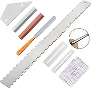 8 PCS Guitar Neck Straight Edge Kit, Guitar Neck Notched Straight Edge Luthier Tool, Fret Rocker, Fret File, Fingerboard Guards, String Action Ruler, Grindstones, Maintenance Kit for E-Guitar Bass