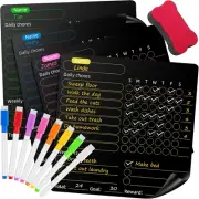 Magnetic Chore Chart for Kids, 4 Pcs Dry Erase Behavior Charts and 6 Colored Mar