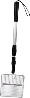 Perfk Chicken Poop Scooper Metal Cat Litter Scoop Adjustable 22.44-41.73" Portable Practical Litter Sifter Chicken Coop Accessories, Silvery Scooper