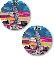 [No Thorns Media] The Leaning Tower Of Pisa Italy 2 Pack Pinback Buttons 2.25" Fun Pins for Clothes, Backpacks, Hats, and Jackets - Cartoon, Retro, and Punk Style Lapel Badges, Slogans, and Party Pins ID45000, Metal,