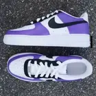 Air Force 1 Custom White Shoes Retro Court Grape Purple Black Swoosh Mens Womens