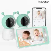 Boifun 2K Baby Monitor With 2 Cameras Night Vision Two-way Audio Video Monitor