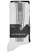 Emporio Armani Logo-intarsia Cotton-blend Socks - set of two - White - One Size ONE SIZE