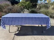 100% Polyester Checkered Tablecloth Fabric Navy Blue Gingham Table Cover US MADE