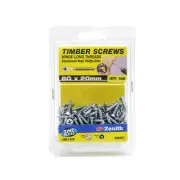 Zenith 8G x 20mm Zinc Plated Hinge-Long Thread Countersunk Head Screws 100 Pack