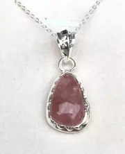 Natural Tanzanian Natronite Pendant In Sterling Silver on 18 in Solid 925 Chain