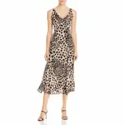 NWT Elie Tahari Olive Surplice Silk Midi Dress Sorrel Multi 2 $488