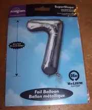 Anagram Super Shape 34" Tall Foil Balloon SILVER Number 7 Birthday Photo Prop