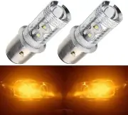 LED 50W BA20d Orange Amber Two Bulb Head Light Off Road Replacement Lamp OE
