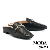 在飛比找momo購物網優惠-【MODA Luxury】韓系質感全真皮方頭低跟穆勒鞋(黑)
