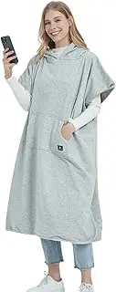 [Radia Smart] EMF Adult Hooded Poncho GREY - Radiation Blanket, Wearable Faraday Blanket, RF Shielding, WiFi Blocker, Protection Clothing Oversized, Grey, Large