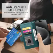 Wallet Case for IPhone 14,Slim Protective Shockproof Case With Card Holder,Premium PU Leather Kickstand-Green