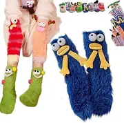 [HMRigbly] Warm Cuddly Fluffy Cartoon Monster Socks Coral Velvet Three Dimensional Funny Winter Socks Fluffy Socks - Fluffy Winter Socks Warm Cozy Socks -