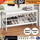 Shoe Storage Rack Bench Seat 10 Pairs 2 Shelves Entryway Organiser White Bamboo
