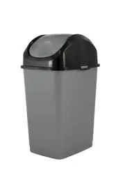 Superio Small 2.5 Gallon Plastic Trash Can with Swing Gallon, Grey/Black