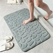 Non Slip Bath Mat Home Bath Mat Cobblestone Embossed Bathroom Carpet Water Absorption Non-Slip Memory Foam Absorbent Washable Rug Toilet Floor Mat Non Slip Mat (Color : Grey, Size : 500MMx800MM)