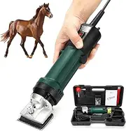 Electric Horse Clippers, 690W Electric Equine Shears with 6 Speed Adjustment, Blade Width 77mm, Adjustable Blade Tension, 2400r/min Horse Hair Equine Trimmer for Pet, Dense Coats