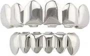 Silver-Tone Hip Hop Removeable Mouth Grillz Set (Top & Bottom) Player Style