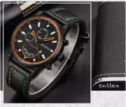 CURREN Men Quartz Watches Black Leather Wristwatch Male Calendar Business Watch