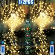 Luz fuegos de artificiales led Solar exteriores guirnalda de luces de Navidad